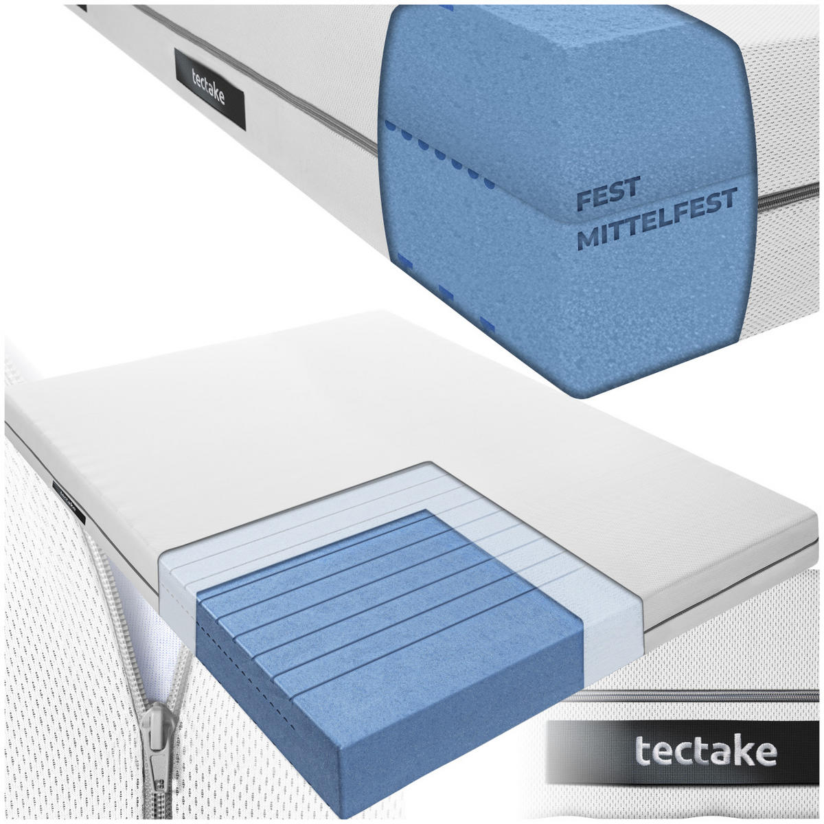 MATRATZE Sky,waschbarer Bezug aus atmungsaktivem 3D-Meshgewebe,weiß - Weiß, Textil - tectake