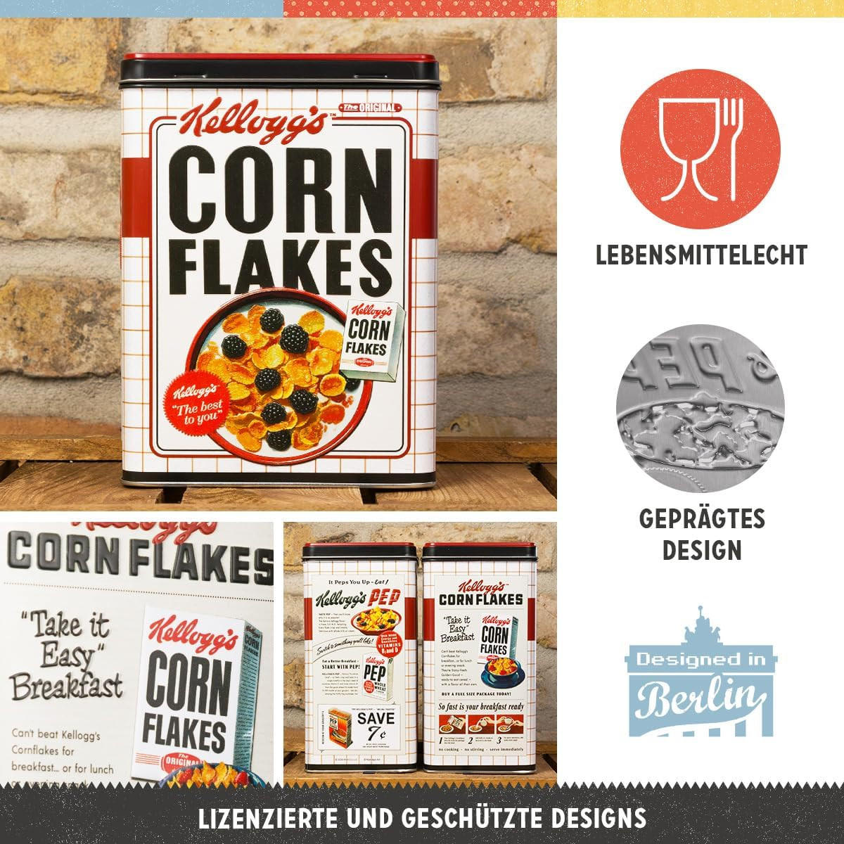 VORRATSDOSE L Kellogg's – Corn Flakes Bowl - Multicolor, Metall (14/20/10cm) - Nostalgic-Art