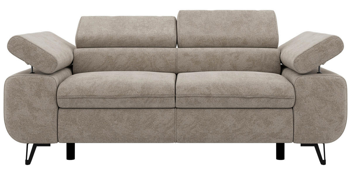 DVOUMÍSTNÁ POHOVKA PETER 2 - Štruktúrovaná látka - černá/šedobéžová, kov/textil (200/76/99cm) - MKS