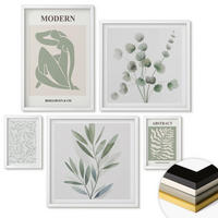 WANDBILDER 5er-Set - 50x50 cm & 20x30 cm & 40x60 cm Weißer Rahmen - Matisse entwirft Boho-Pflanzen - Weiß, Kunststoff (40/60cm) - ArtPrintCave