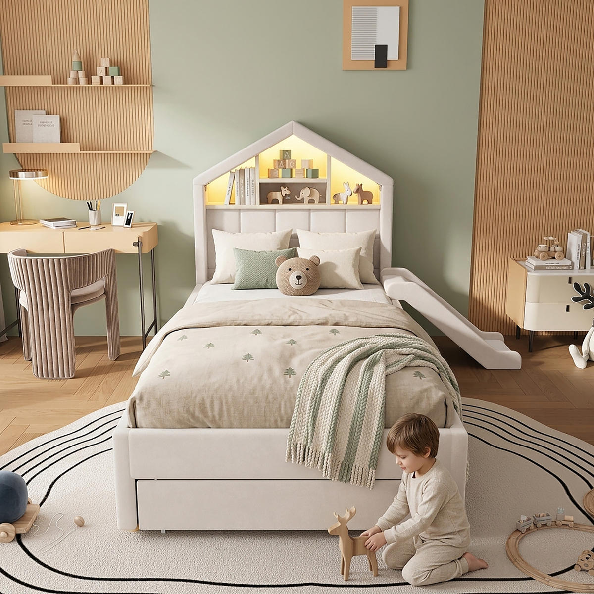 KINDERBETT 90/200 cm Beige - Beige, Textil
