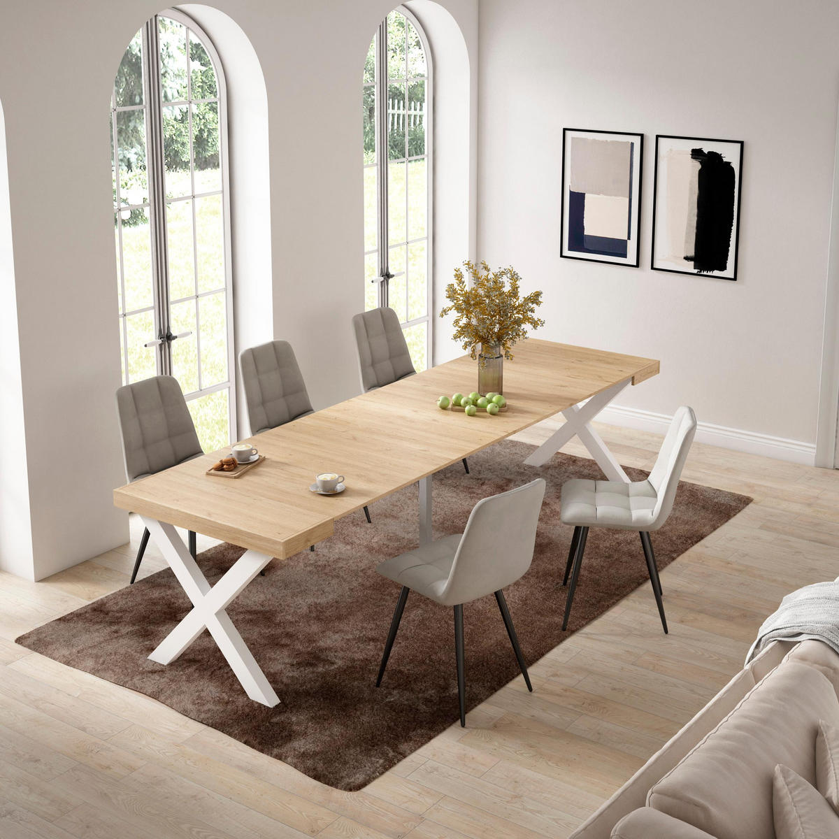 KONSOLENTISCH ausziehbar 58 bis 302cm, für 14 Gäste, eiche, 90/58/73cm - Eichefarben, Holzwerkstoff (90/302/73cm) - Skraut Home