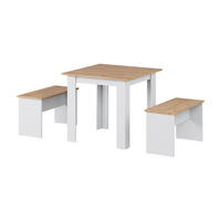 ESSTISCH SET Sentio Weiß/Goldkraft Eiche 80 x 80 cm mit 2 Bänken - Honigeiche/Weiß, Holzwerkstoff (80/73/80cm) - Vicco