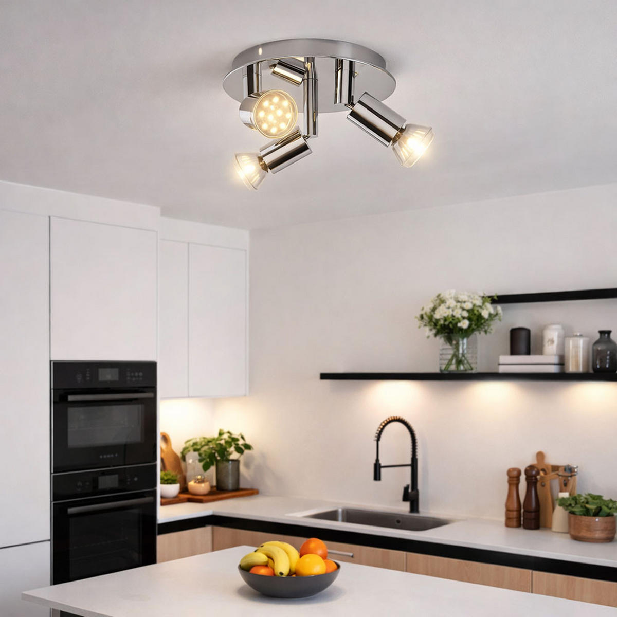 LED DECKENLEUCHTE Chrom Bewegliche Spots - Silberfarben, Metall (16/16/7.4cm)