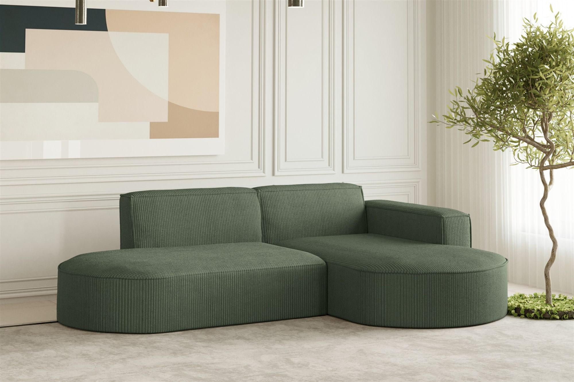 ECKSOFA Palma Xs In Scala - Grün, Holzwerkstoff/Textil (236/165cm) - Fun Möbel