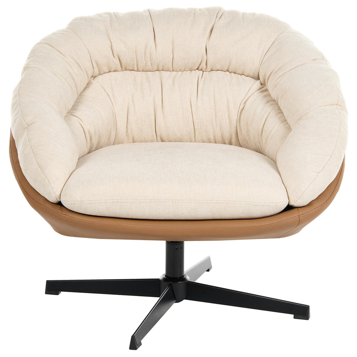 DREHSESSEL Stoff Beige Tranum - Beige/Schwarz, Textil/Metall (85/74/78cm) - Beliani