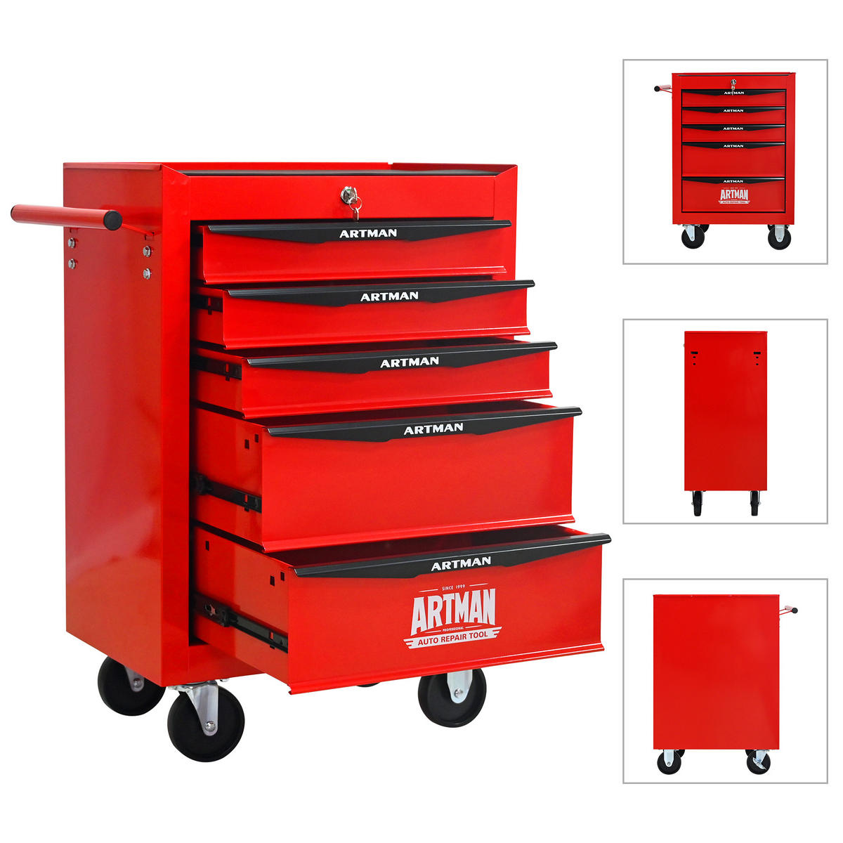KOMBINATIONSKOFFER – 5 Schubladen, 508 mm (20 Zoll), mit 5 Schubladen; Farbgebung in Rot und Schwarz. - Multicolor, Metall (33/77.5/60cm) - DCA