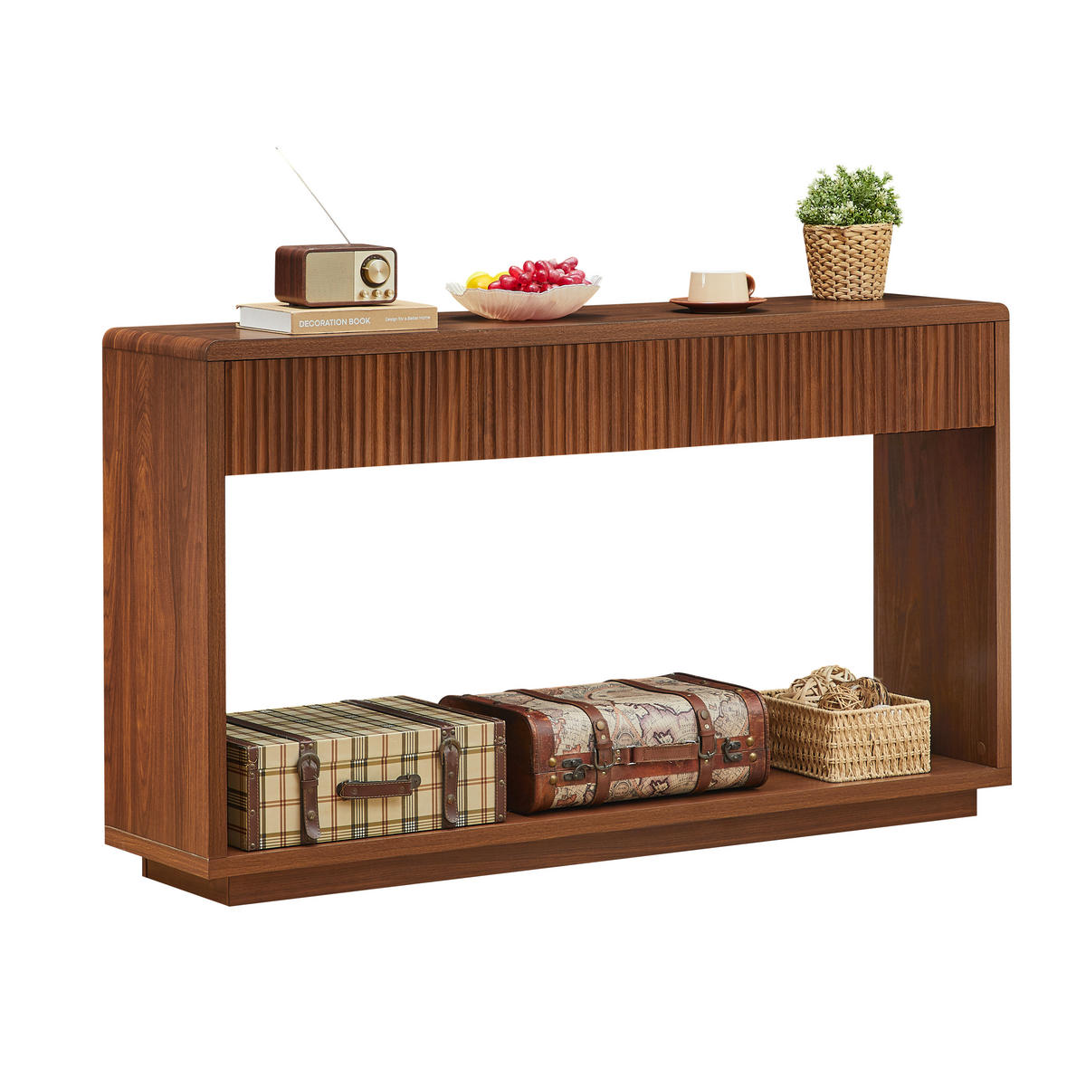 KONSOLENTISCH mit 2 Schubladen Walnuss 150 cm - Walnussfarben, Holzwerkstoff (150/35/85cm)