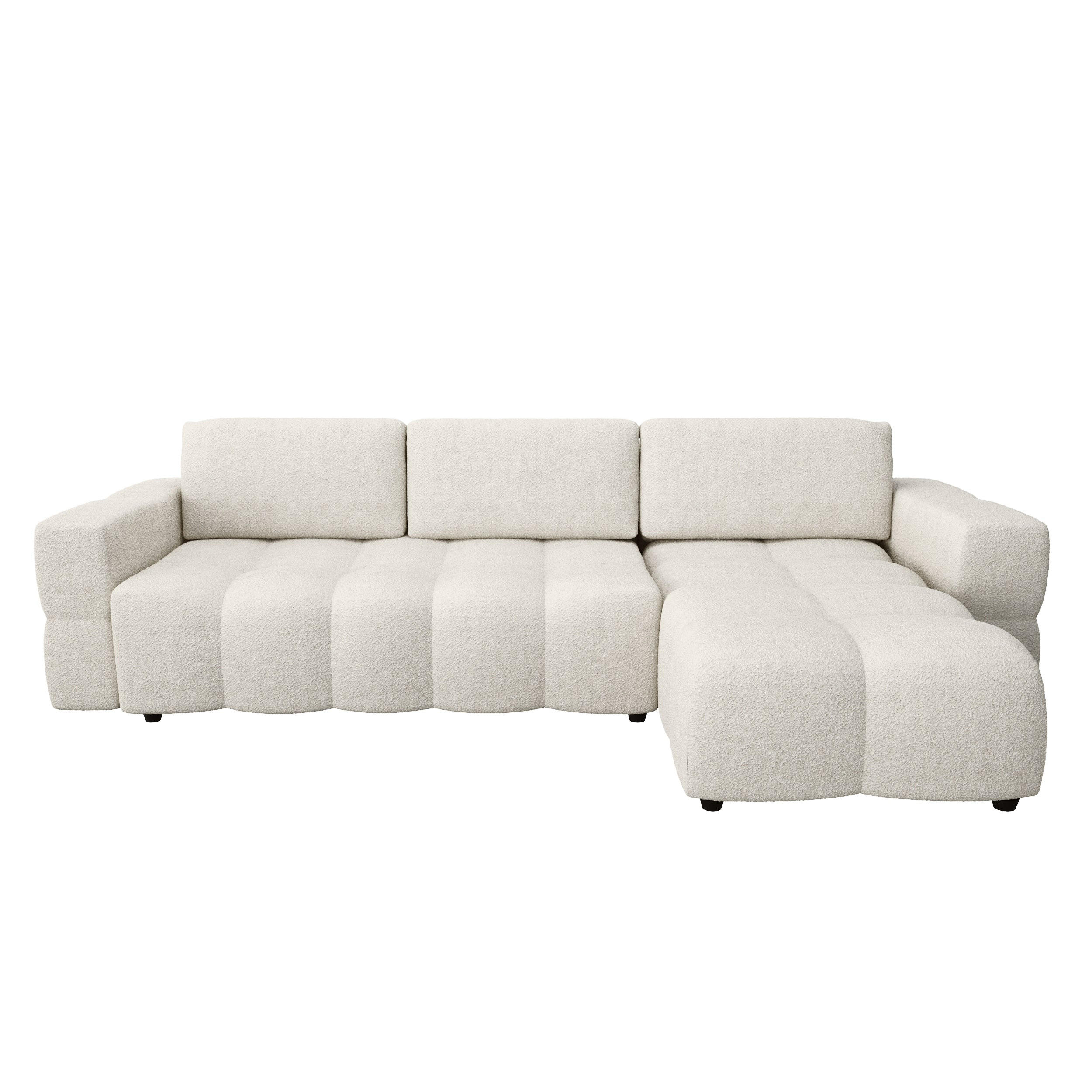 ECKSOFA RECHTS SCHLAFSOFA Mit Stauraum Bouclé creme 286 cm - Creme, Textil (286/169cm) - Sia Home