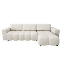 ECKSOFA RECHTS SCHLAFSOFA Mit Stauraum Bouclé creme 286 cm - Creme, Textil (286/169cm) - Sia Home