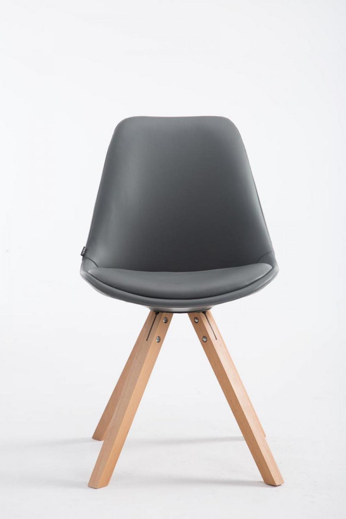 STUHL Lederlook grau - Eukalyptusholzfarben/Grau, Holz/Textil (47.5/83.5/55.5cm) - CLP