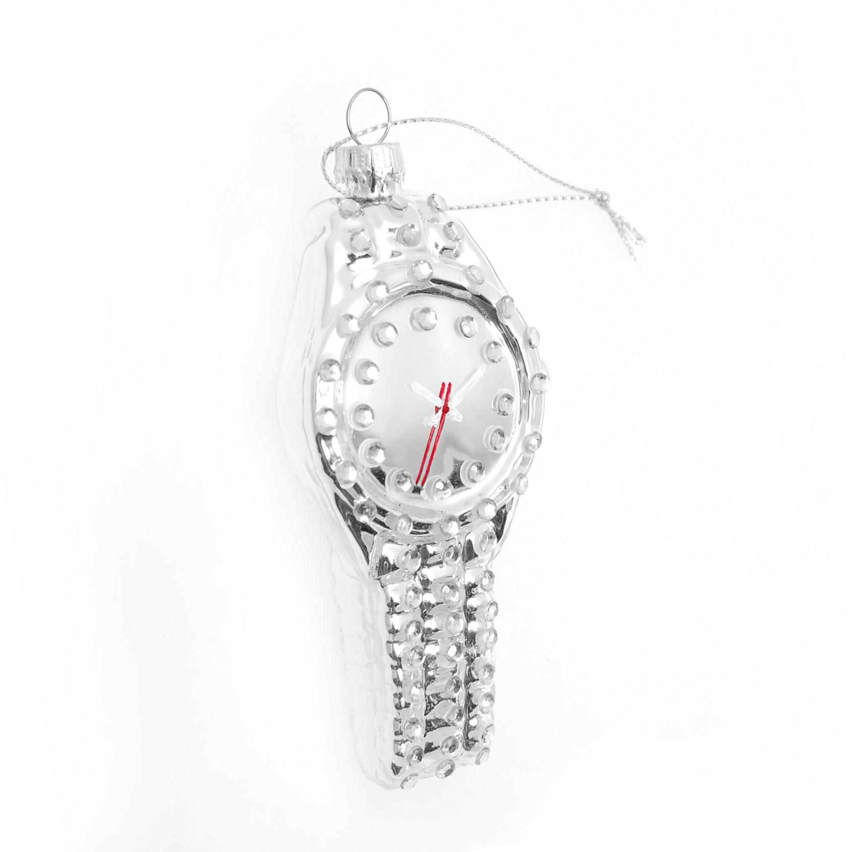 Krebs Glas Lauscha Christbaumschmuck Silber 4x10x3 cm
