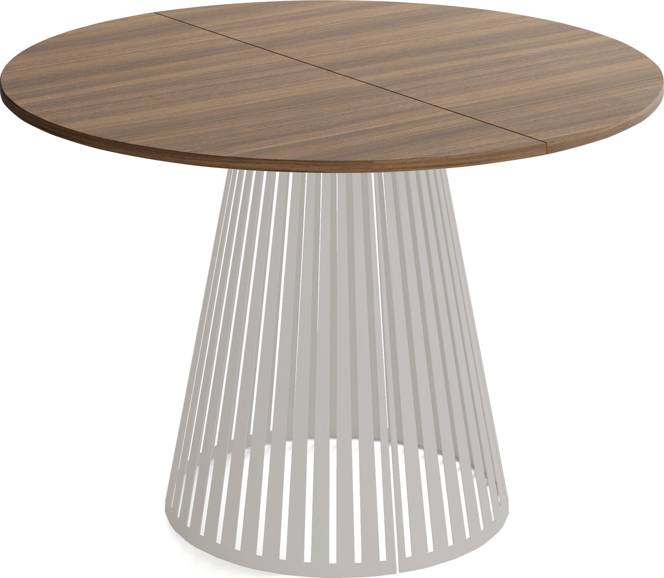 ESSTISCH Naro rund ausziehbar mit Lamellen-Metallgestell in Grau-Beige, Walnuss Braun 100-180/100/76 cm - Kaschmir/Walnussfarben, Holzwerkstoff/Metall (100/100/76cm) - WFL GROUP