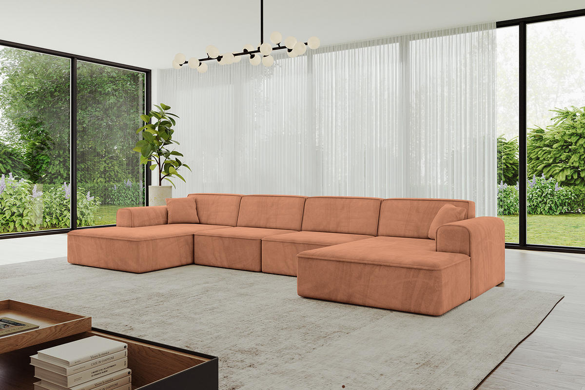 WOHNLANDSCHAFT IREA-U2-v3 - 388x171x79 cm Koralle - Koralle, Holzwerkstoff/Textil (388/79/171cm) - ALTDECOR