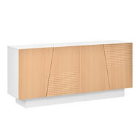 SIDEBOARD DE-37544 160/40,5/72 cm mit geometrischer Rillenstruktur Weiß/Natur - Naturfarben, Holzwerkstoff (160/72/40.5cm) - ComfortXL