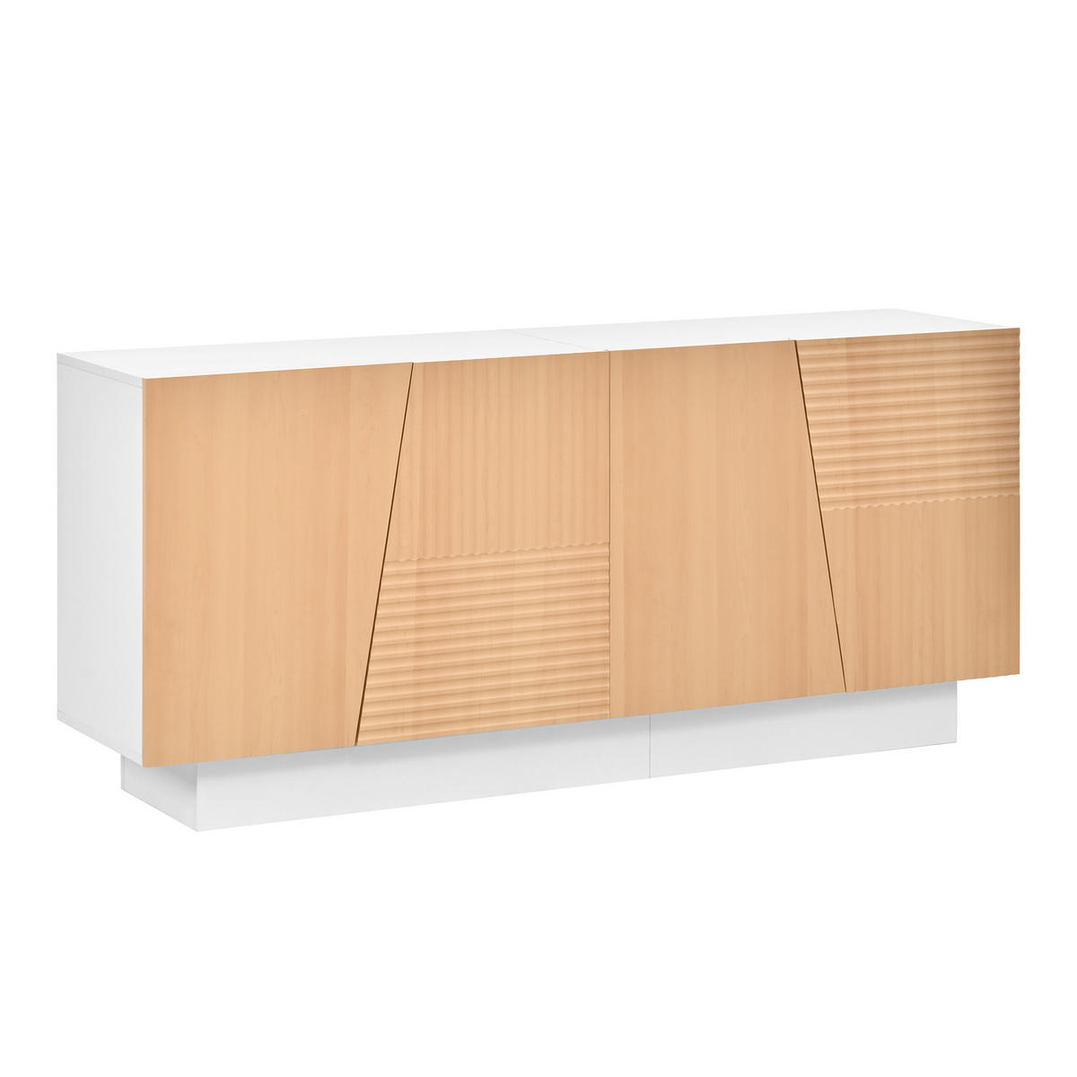 SIDEBOARD Natur und Weiß 160/40,5/72 cm 4 Türen - Naturfarben, Holzwerkstoff (160/72/40.5cm) - PANGIVO