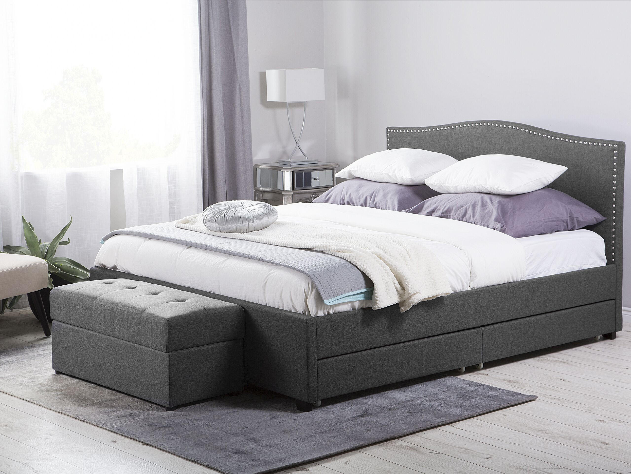 POLSTERBETT 180/200cm Dunkelgrau Montpellier - Dunkelgrau, Textil (180/200cm) - Beliani