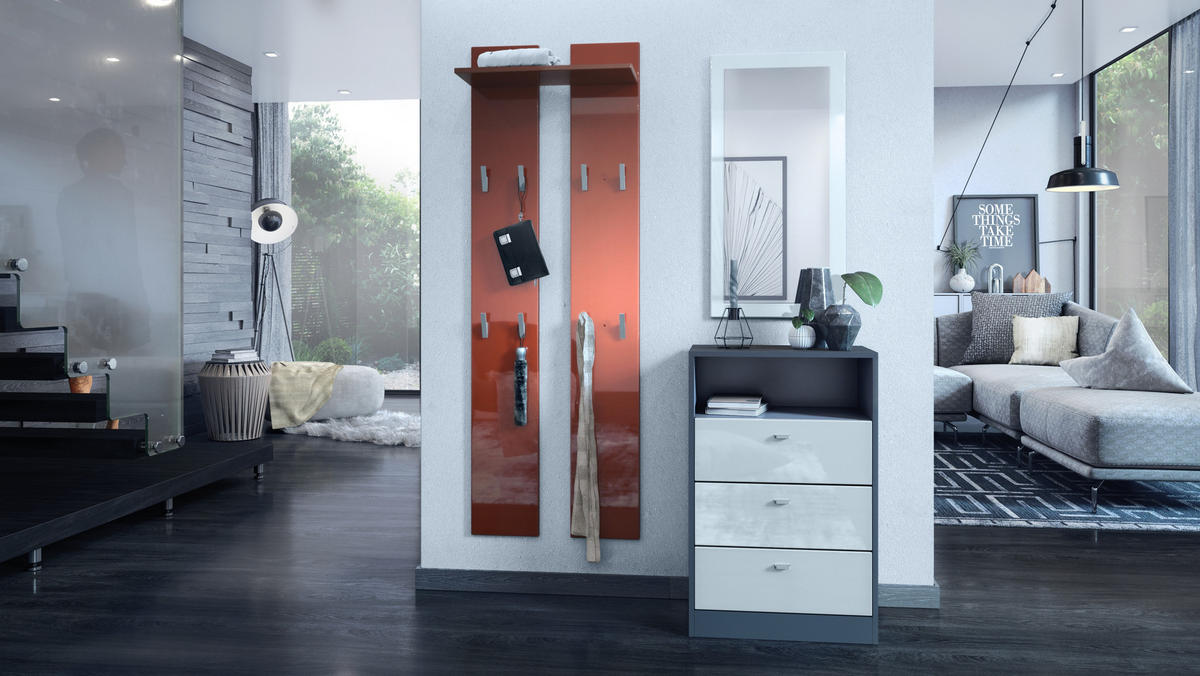 GARDEROBENPANEEL Wandpaneel Bordeaux Hochglanz - Bordeaux, Holzwerkstoff (57/170/20cm) - Vladon