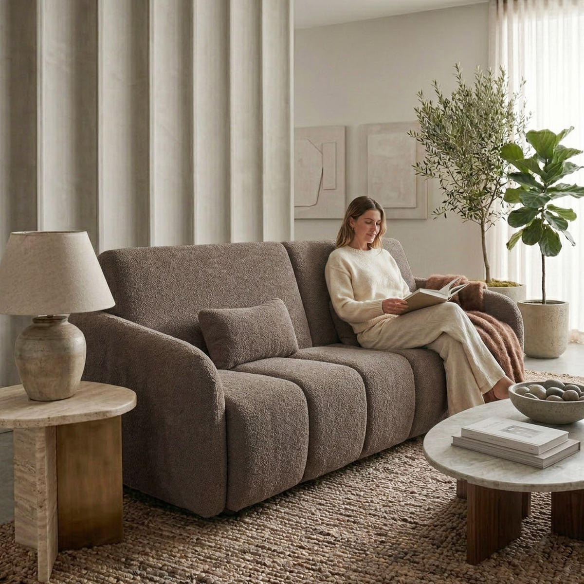 SCHLAFSOFA Carla 3-Sitzer mit Schlaffunktion, Braun - Braun, Textil (225/93/100cm) - Beautysofa