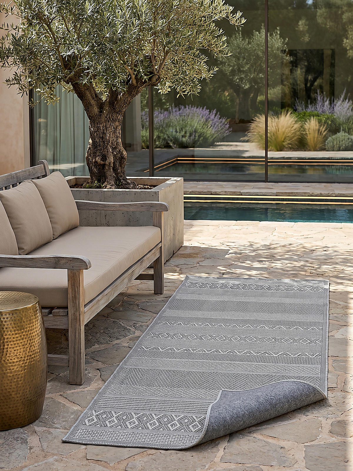 TEPPICH Flachgewebe ESERA Gestreift Polypropylen Grau 80 x 150 cm - Grau, Textil (80/150cm) - KADIMA DESIGN