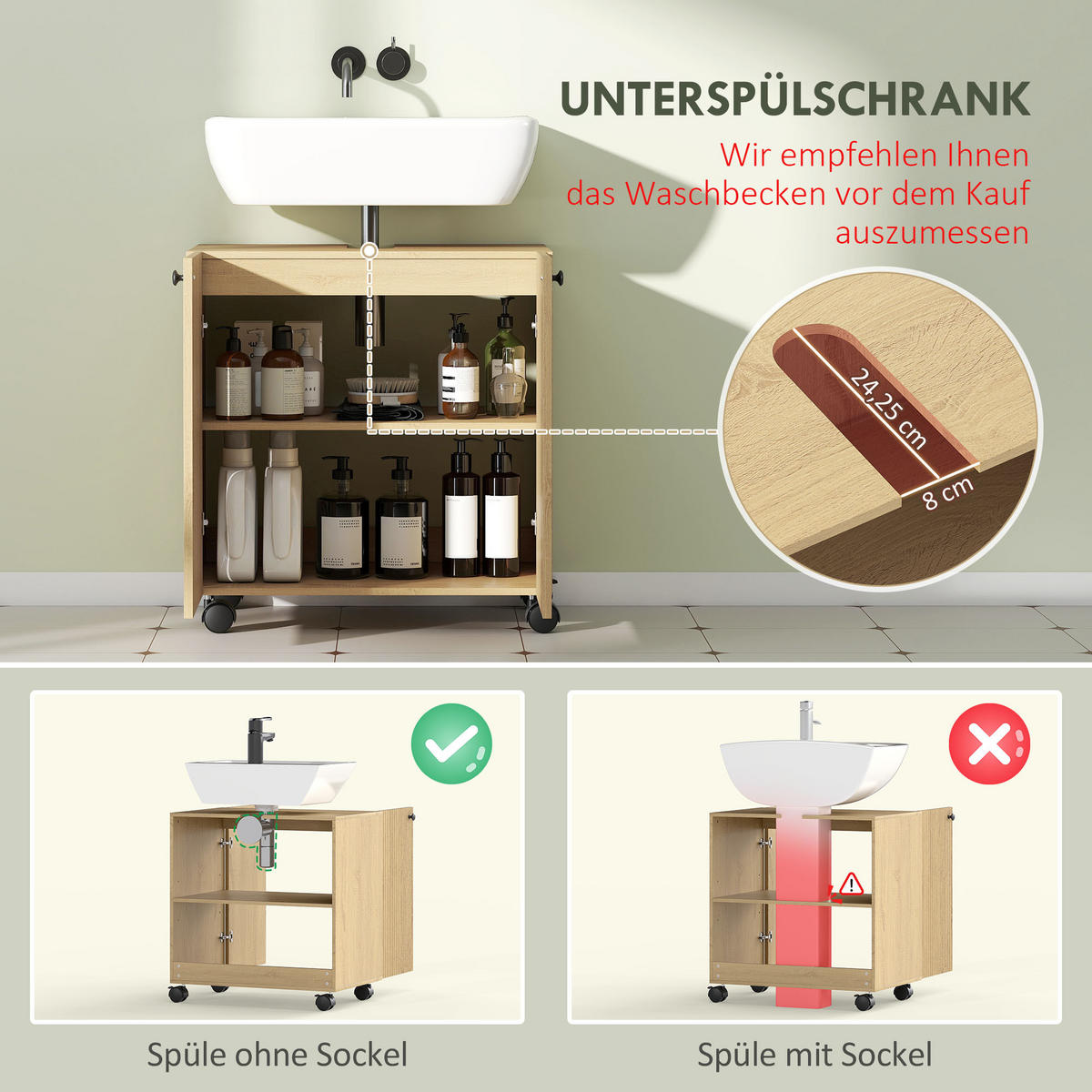 BADEZIMMERSCHRANK Naturfarben 39.8/60.0/62.0 cm - Naturfarben, Holzwerkstoff (60/62/39.8cm)