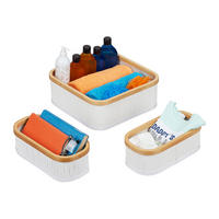 3TLG.AUFBEWAHRUNGSKORB - Multicolor, Holz/Holzwerkstoff (33.5/33.5/12.5cm) - Relaxdays