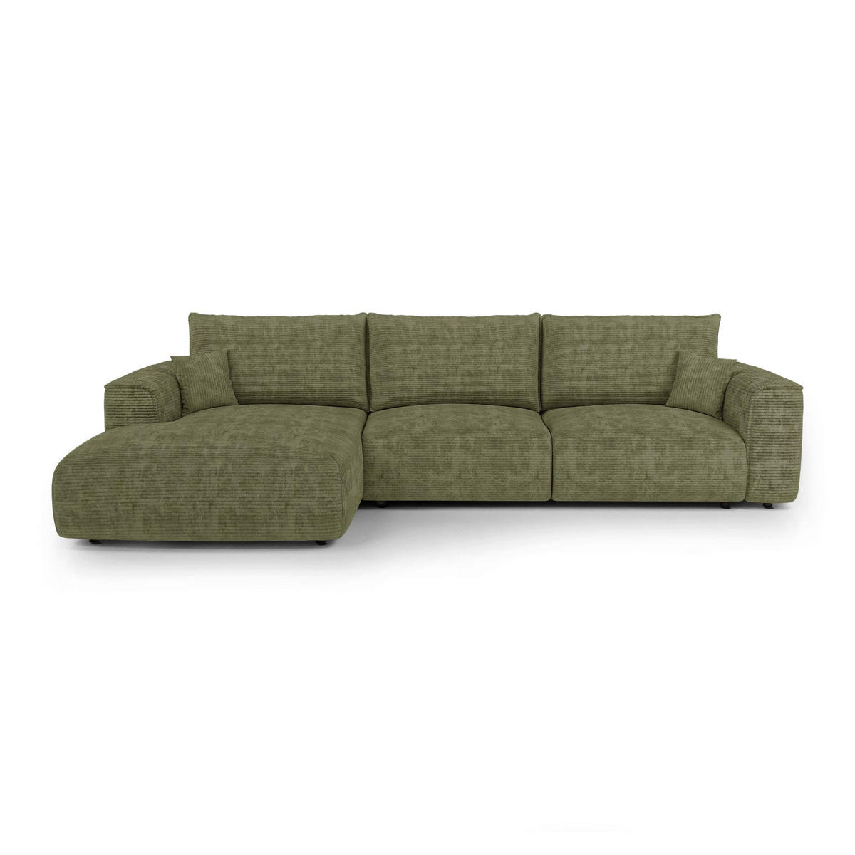 LINKSECK-SCHLAFSOFA mit Stauraum COMO Cord Olivgrün 297cm - Olivgrün/Grün, Textil (297/167cm) - Premium Interiors