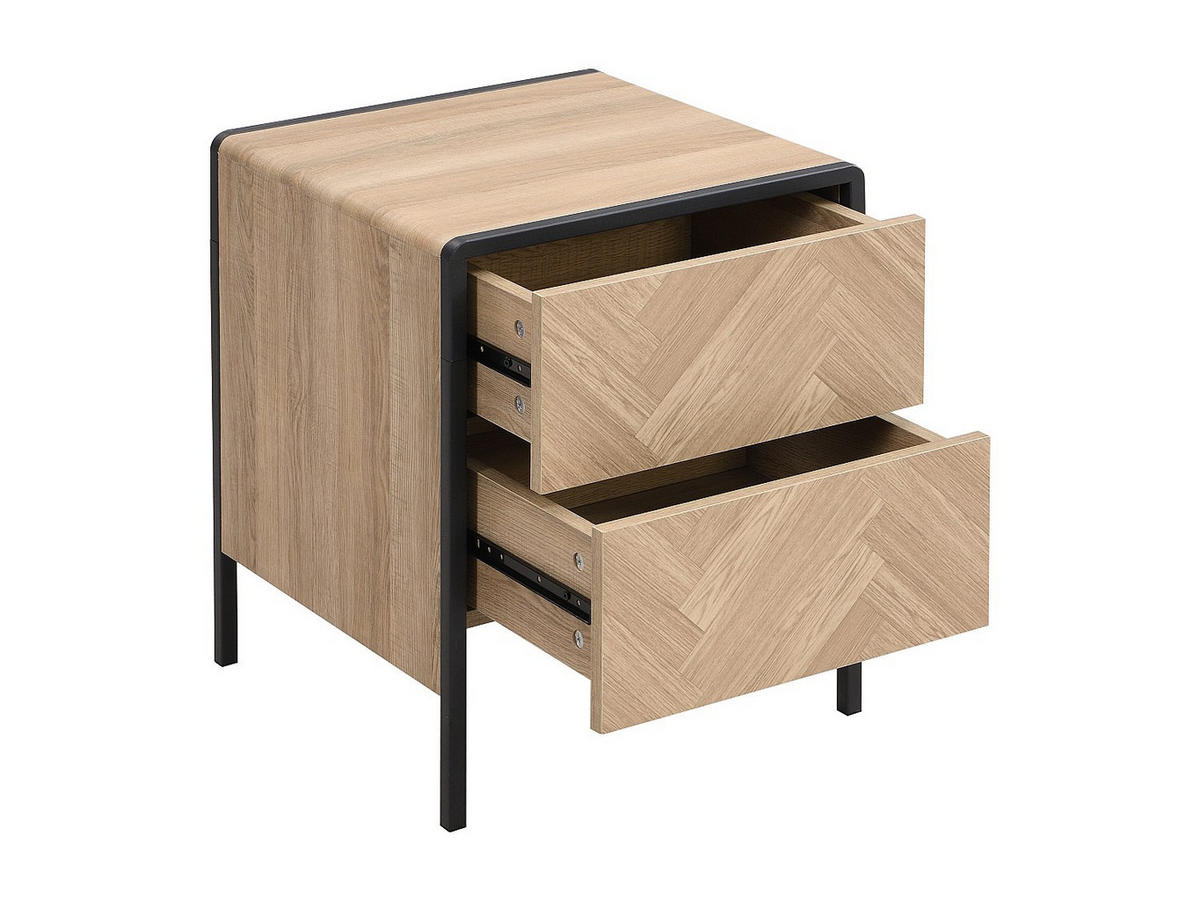NACHTTISCH - 40 cmcm x 40 cmcm - Holz, Platte - Schwarz, Naturfarben Hell - TUMACO - Schwarz, Holz (40/50/40cm) - Vente-Unique