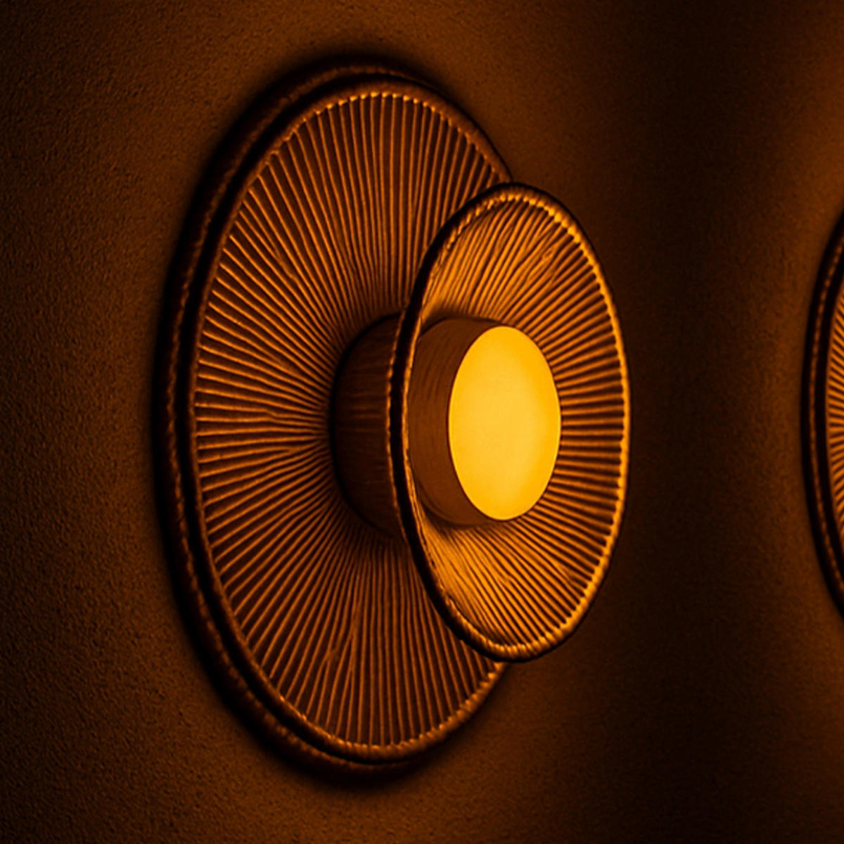 DALIA Kabellose Wandleuchte D30CM - Beige, Holz (30/6/30cm) - Lumisky