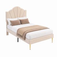 POLSTERBETT mit Polsterbank 90x200 cm Samt Beige - Beige, Metall (90/200cm) - Meubliv