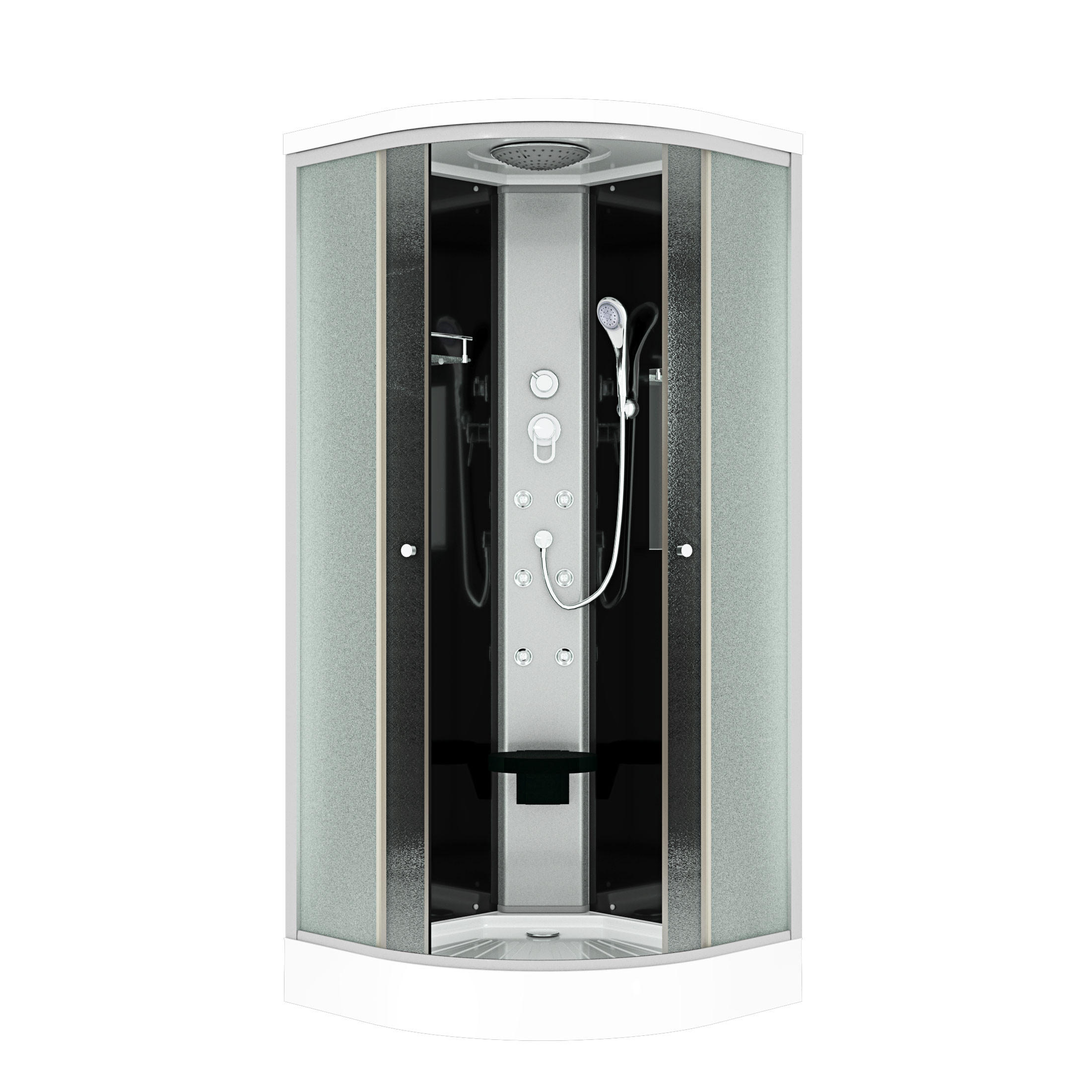 DUSCHE Fertigdusche D10-23M0 Schwarz 100x100 - Schwarz, Glas/Kunststoff (100/100/215cm) - AcquaVapore by Sandra Jentho