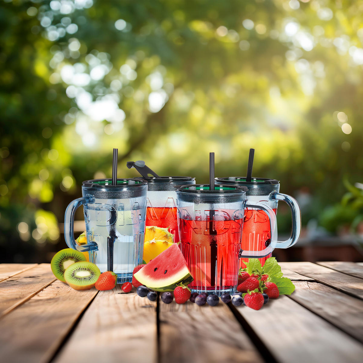 4xTRINKGLÄSER - Grau, Glas/Kunststoff - Relaxdays