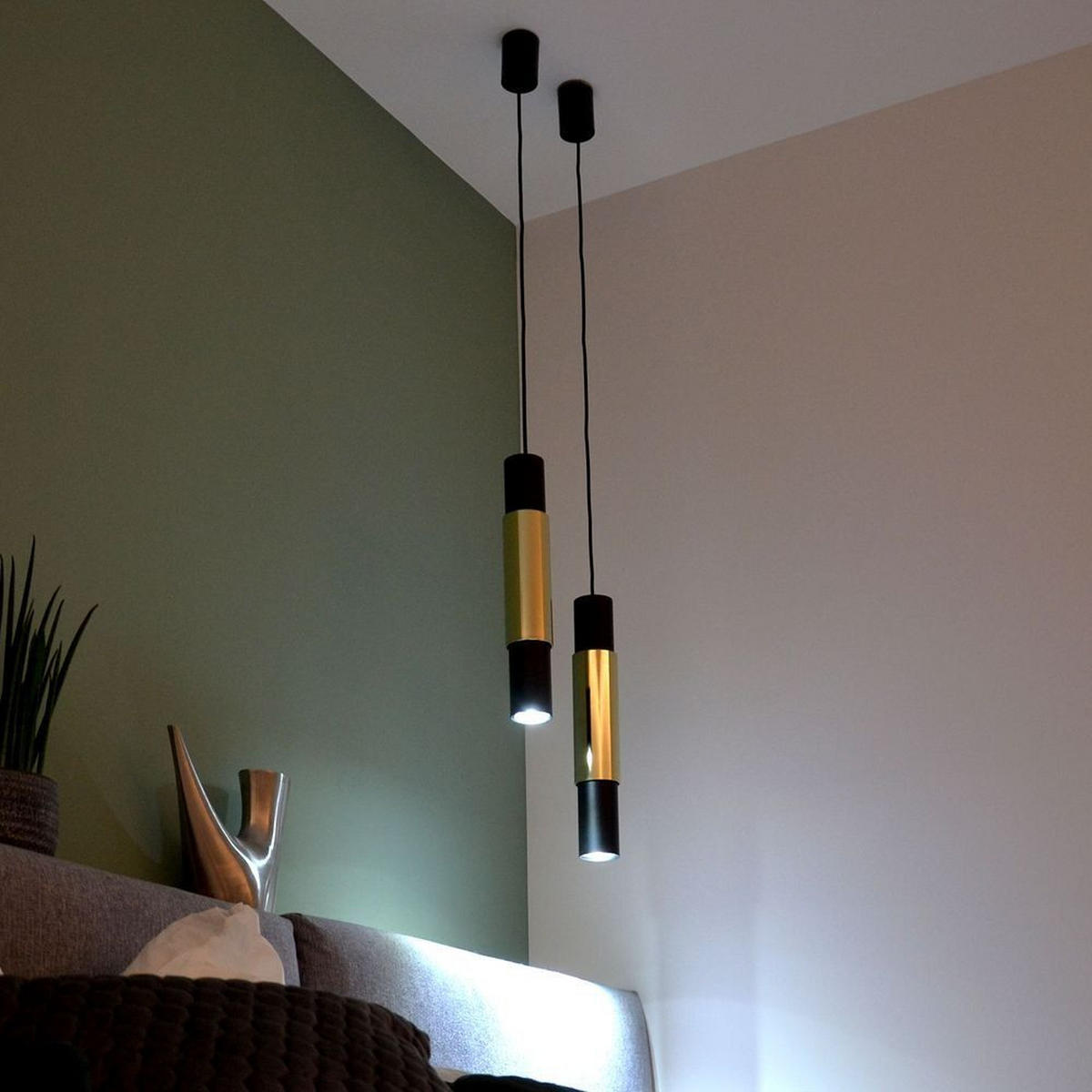 HÄNGELAMPE Crutch Schwarz - Schwarz/Kupferfarben, Metall (5.8/5.8/40cm) - s.luce
