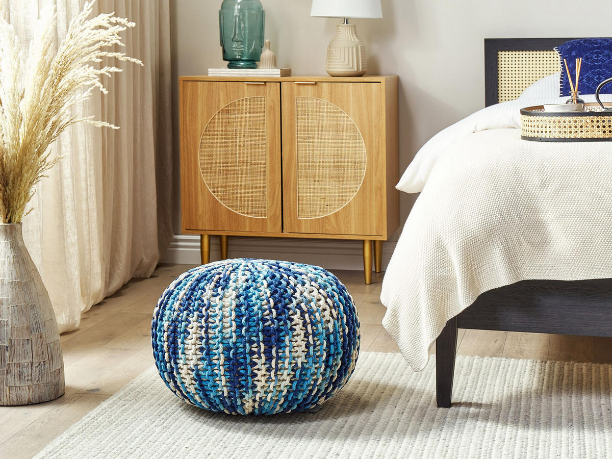 POUF Conrad 50/50/35 cm - Weiß, Naturmaterialien/Textil (50/35/50cm) - Beliani