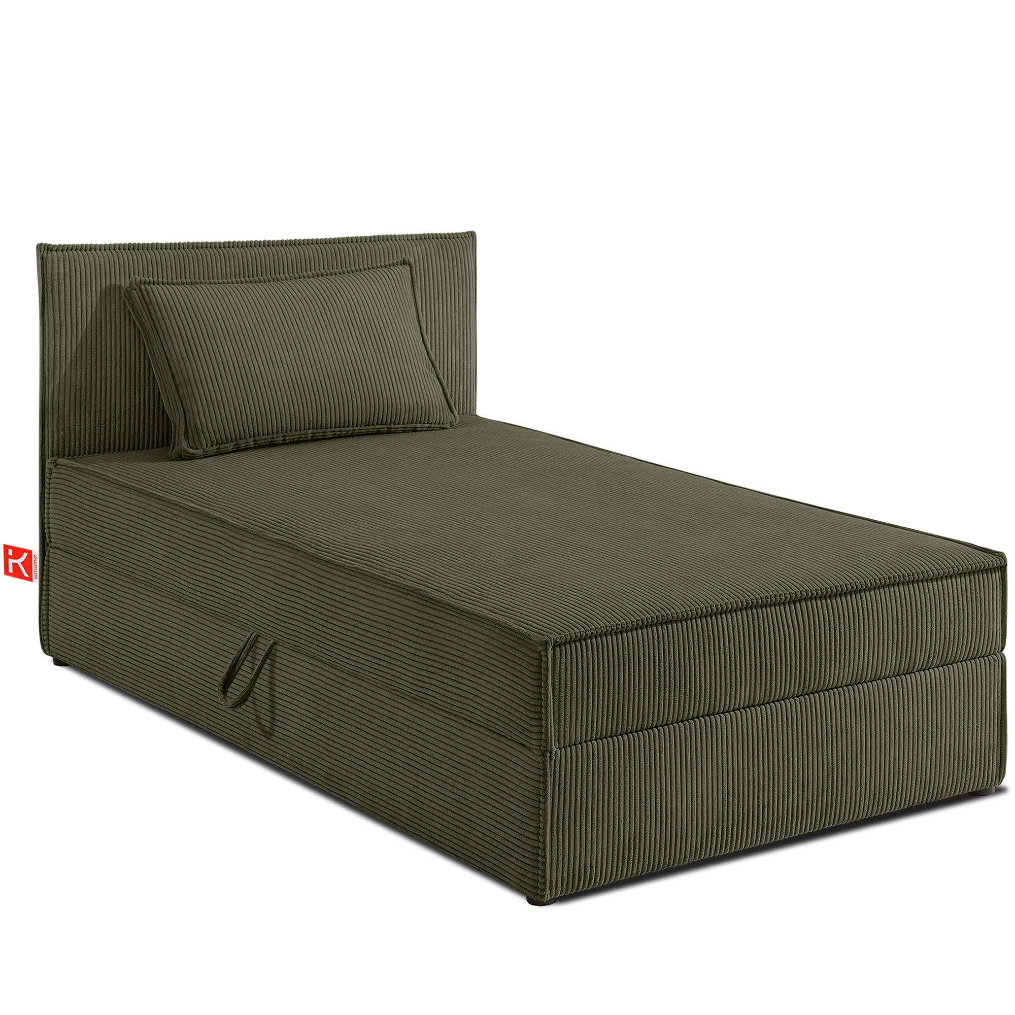BOXSPRINGBETT ROTI Einzelbett, oliv - Schwarz/Olivgrün, Holz/Holzwerkstoff (90/200cm) - KONSIMO®