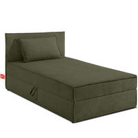 BOXSPRINGBETT ROTI Einzelbett, oliv - Schwarz/Olivgrün, Holz/Holzwerkstoff (90/200cm) - KONSIMO®
