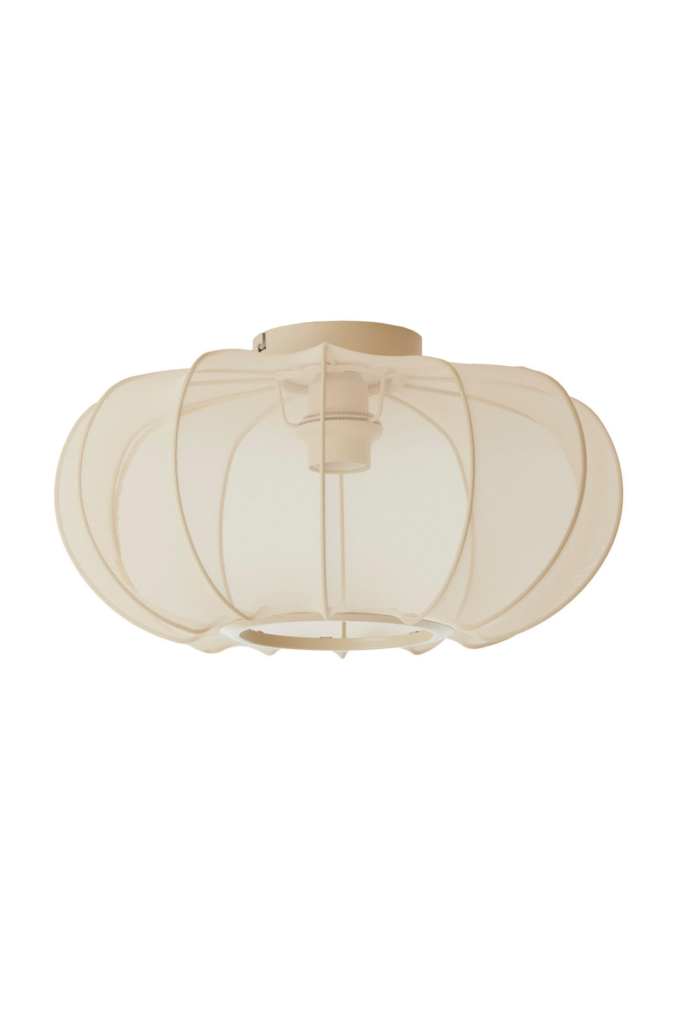 DECKENLEUCHTE Plumalia Braun Ø40/21 cm - Beige, Textil (40/40/21cm) - Light & Living