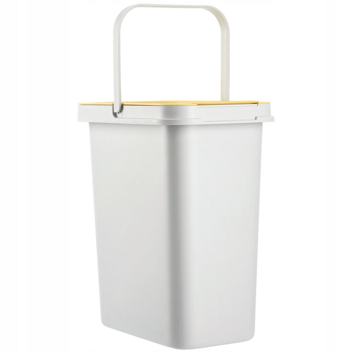 MÜLLEIMER mit Griff, 4x12L - Hellgelb/Hellgrau, Kunststoff (19/34cm) - KADAX