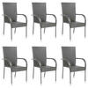 GARTENSTÜHLE Stapelbar 6 Stk. Grau Poly Rattan - Grau, Holz (55.5/95/53.5cm) - furnicato