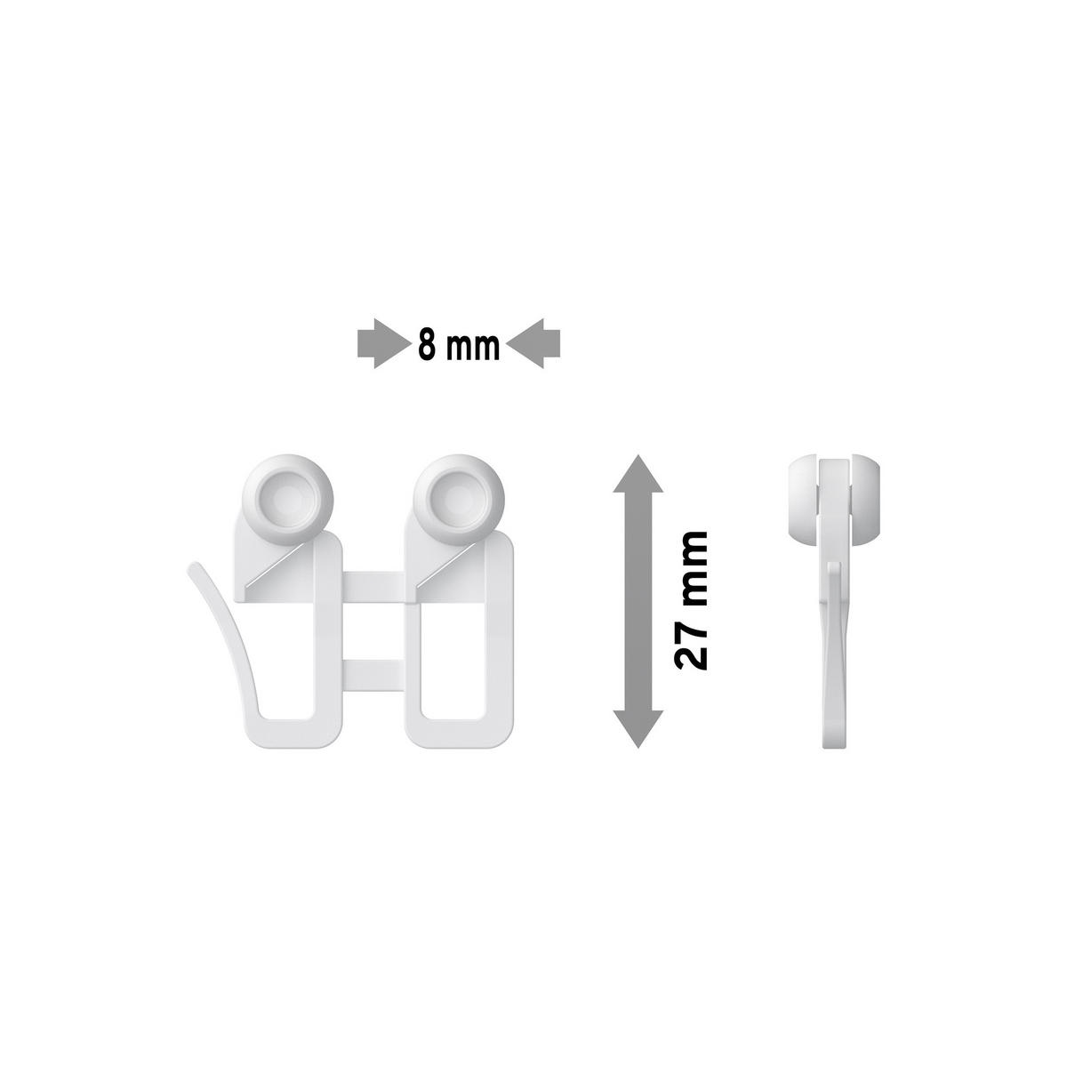 SCHLEUDERWAGEN MIT INNENLAUFROLLEN FÜR HOHLKAMMERSCHIENEN, Rollen Ø 8 mm, Packung 4 Stück - Weiß, Kunststoff (2.4/2.7/1cm) - INTERDECO