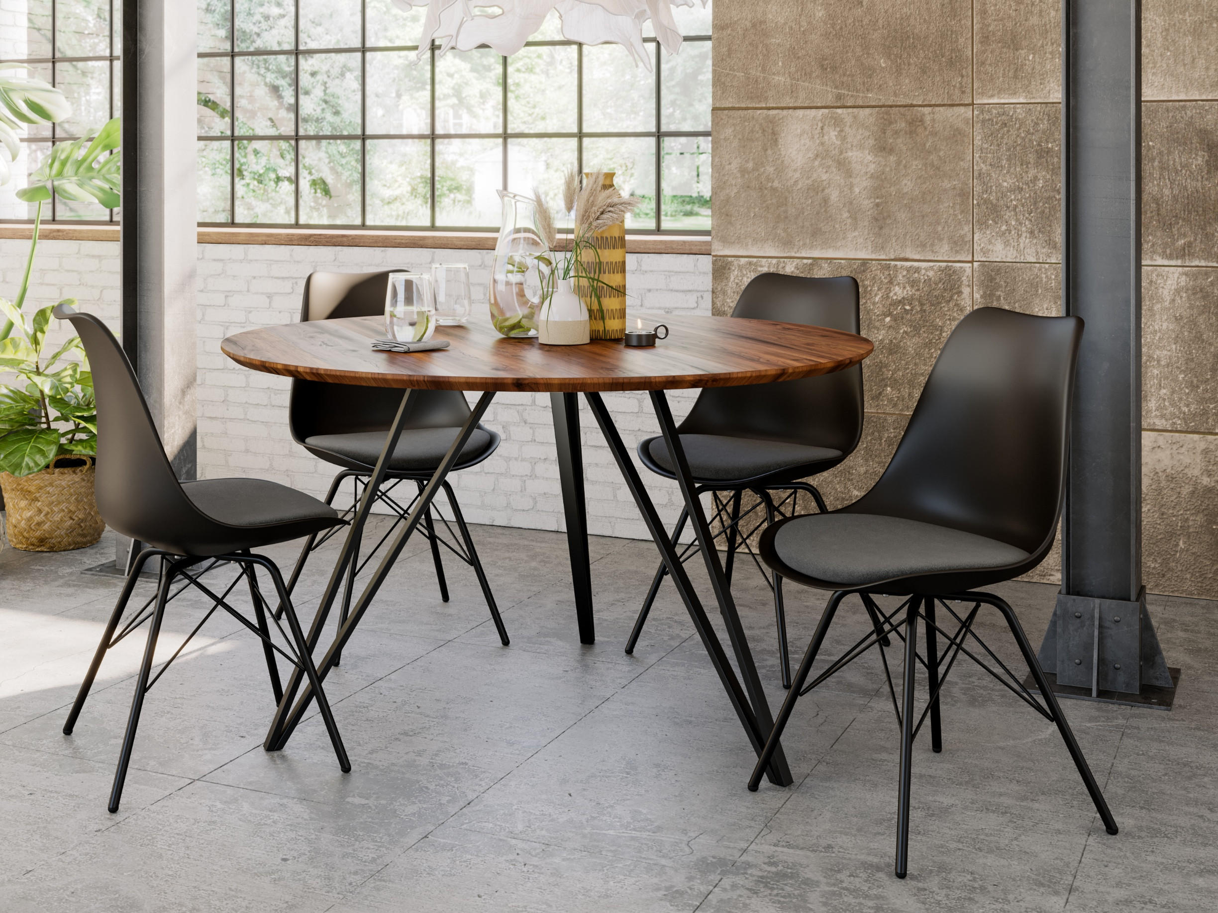 ESSTISCH INSA - Schwarz/Braun, Holz/Metall (110/110/77cm) - SAM