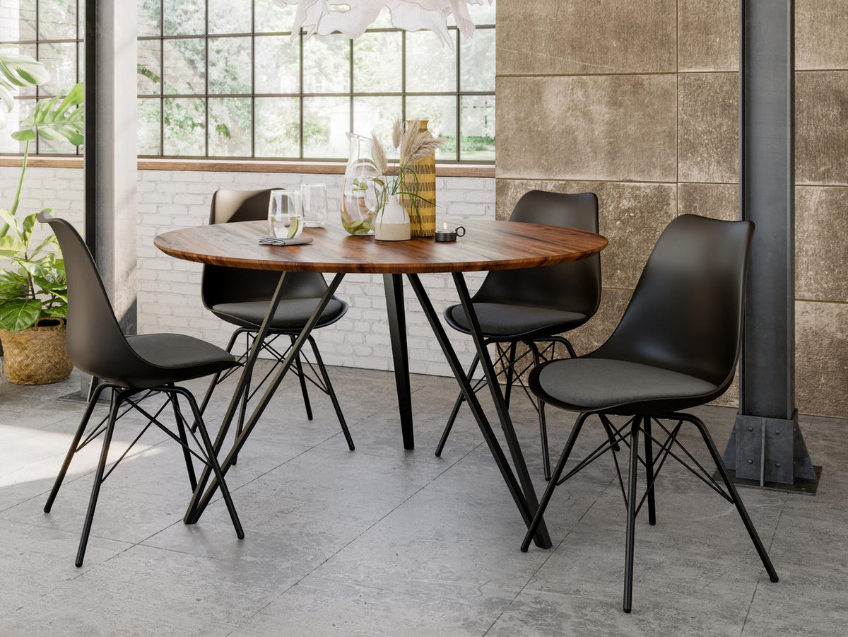 ESSTISCH INSA - Schwarz/Braun, Holz/Metall (120/120/77cm) - SAM