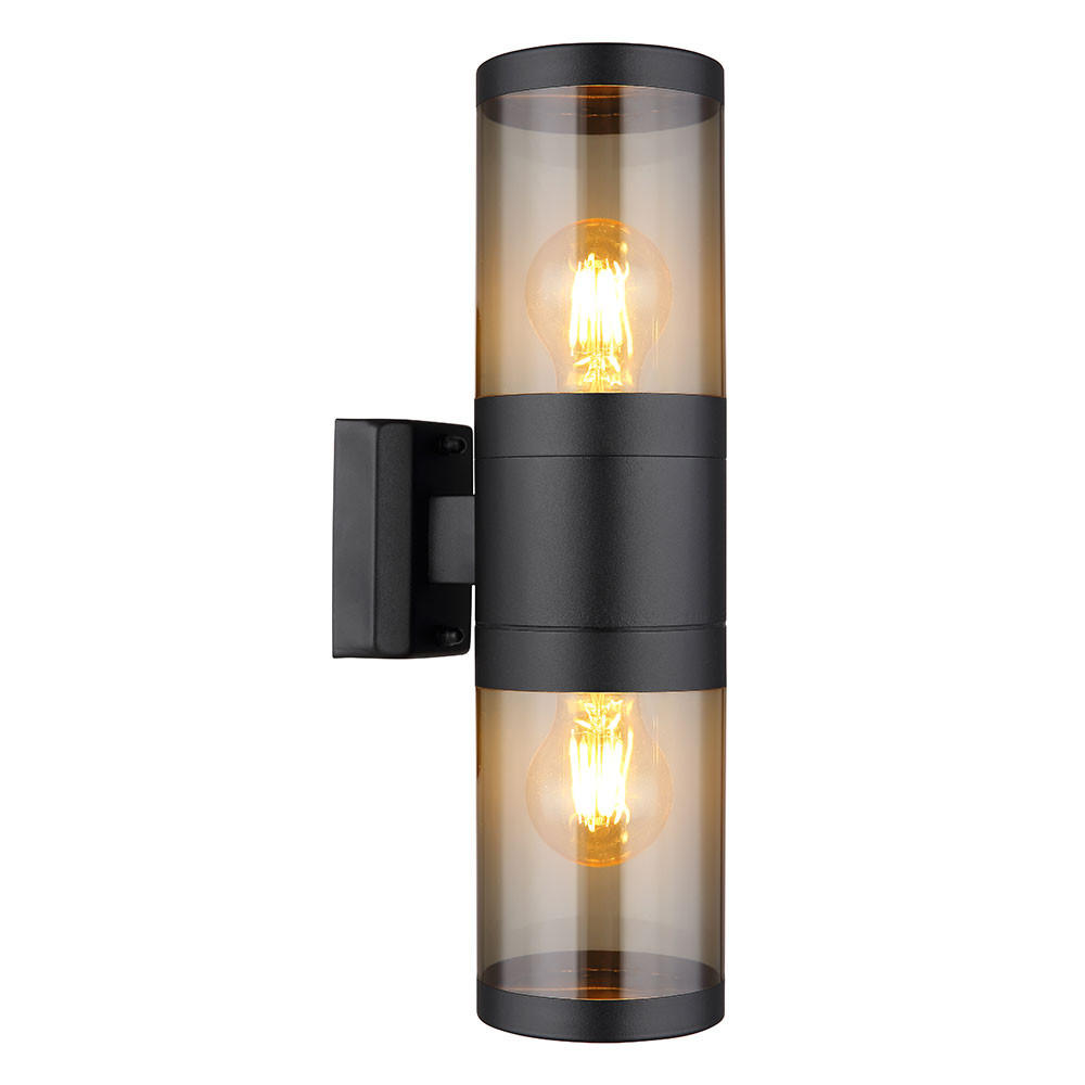 AUSSEN-WANDLEUCHTE Edelstahl Schwarz Rauch - Schwarz, Metall (10.2/38/15.5cm) - Globo Lighting