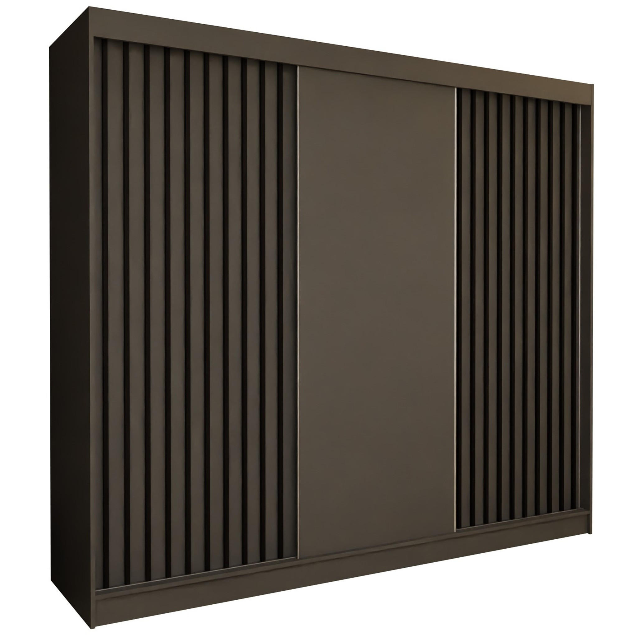 SCHWEBETÜRENSCHRANK Cabinio Grau Schwarz 240/216/61 cm – Modern, mit Lamellen - Schwarz/Grau, Holzwerkstoff/Kunststoff (240/216.1/61cm) - AX Living