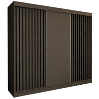 SCHWEBETÜRENSCHRANK Cabinio Grau Schwarz 240/216/61 cm – Modern, mit Lamellen - Schwarz/Grau, Holzwerkstoff/Kunststoff (240/216.1/61cm) - AX Living