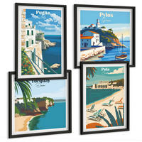 BILDER SET 4er Set - 50x50 cm & 40x60 cm Schwarzer Rahmen - Touristische Küstenlandschaften - Schwarz, Kunststoff (50/50cm) - TULUP