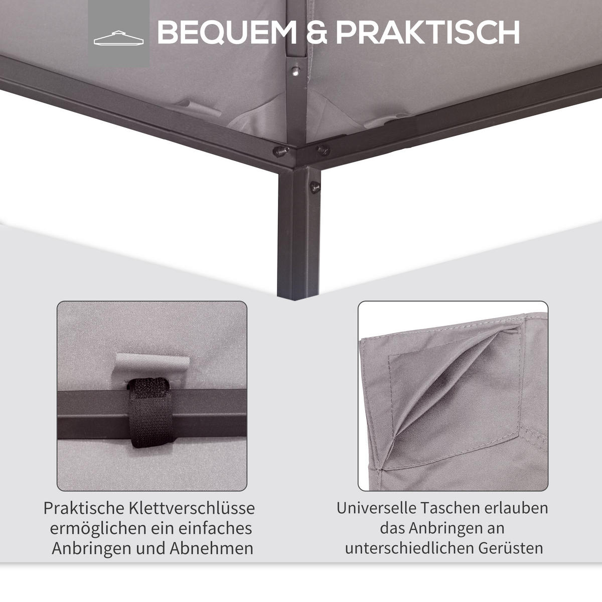 PAVILLONDACH, Sonnenschutz, Beige - Beige, Kunststoff (295/20/298cm) - Outsunny