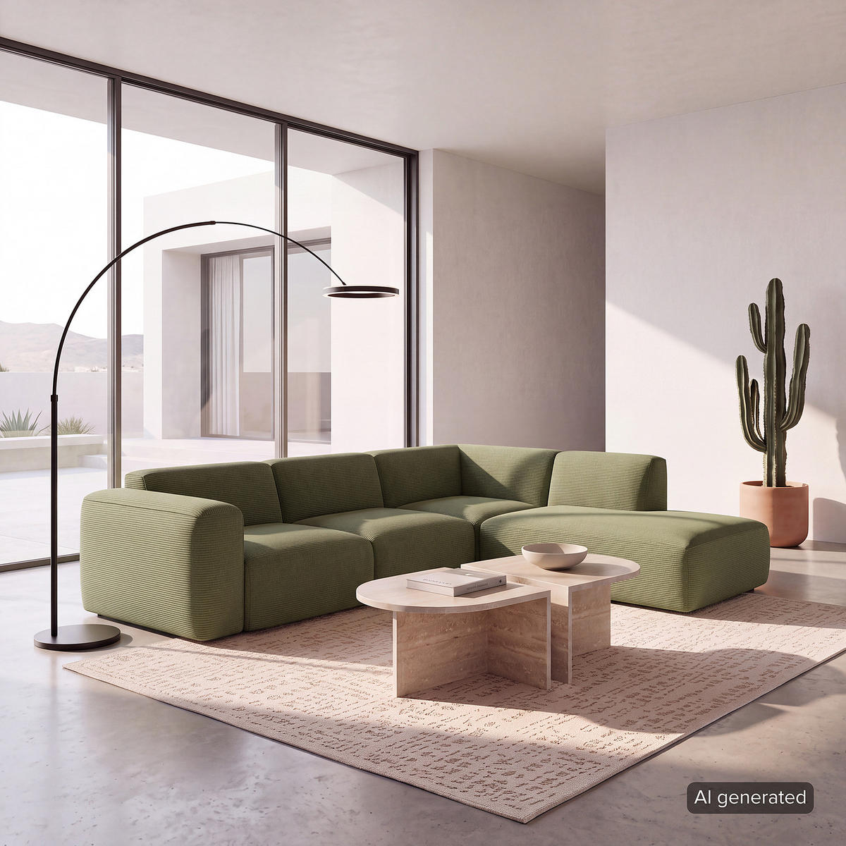 3-SITZER ECKSOFA mit Recamiere - Dunkelgrün/Schwarz, Kunststoff/Textil (295/231cm) - home24
