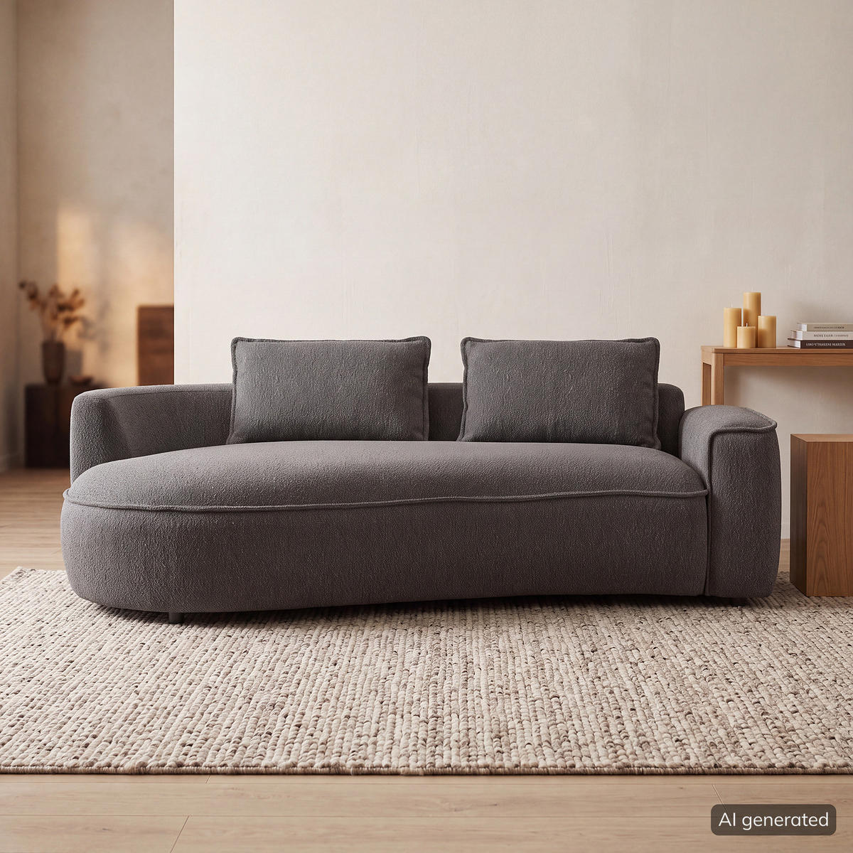 2,5-SITZER SOFA - Schwarz/Grau, Kunststoff/Textil (217/82/146cm) - home24