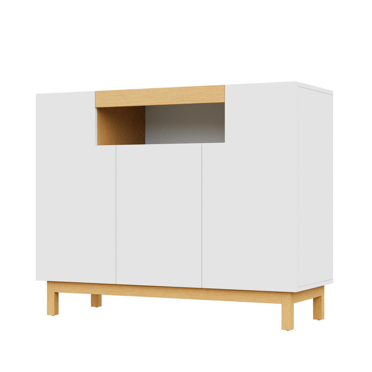 SIDEBOARD 120,5/42/96 cm in Weiß mit 3 Türen und offenem Fach - Weiß, Holzwerkstoff (120.5/96/42cm) - Flora Grace